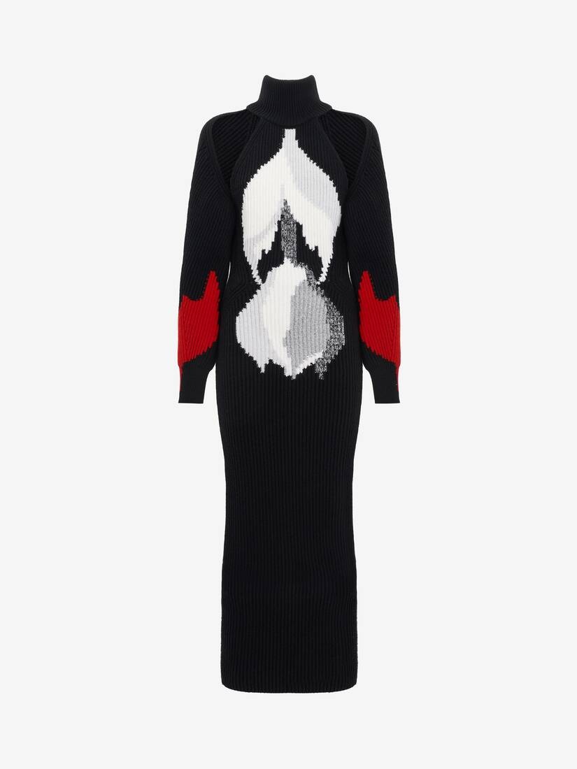 Women's Upside-down Orchid Dress in Black/red/grey - 1