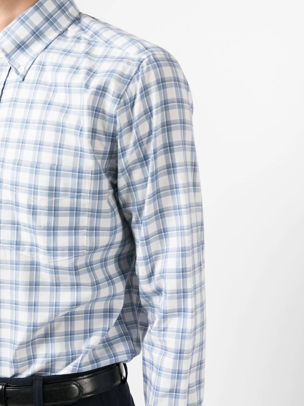 button-down check-pattern shirt - 5