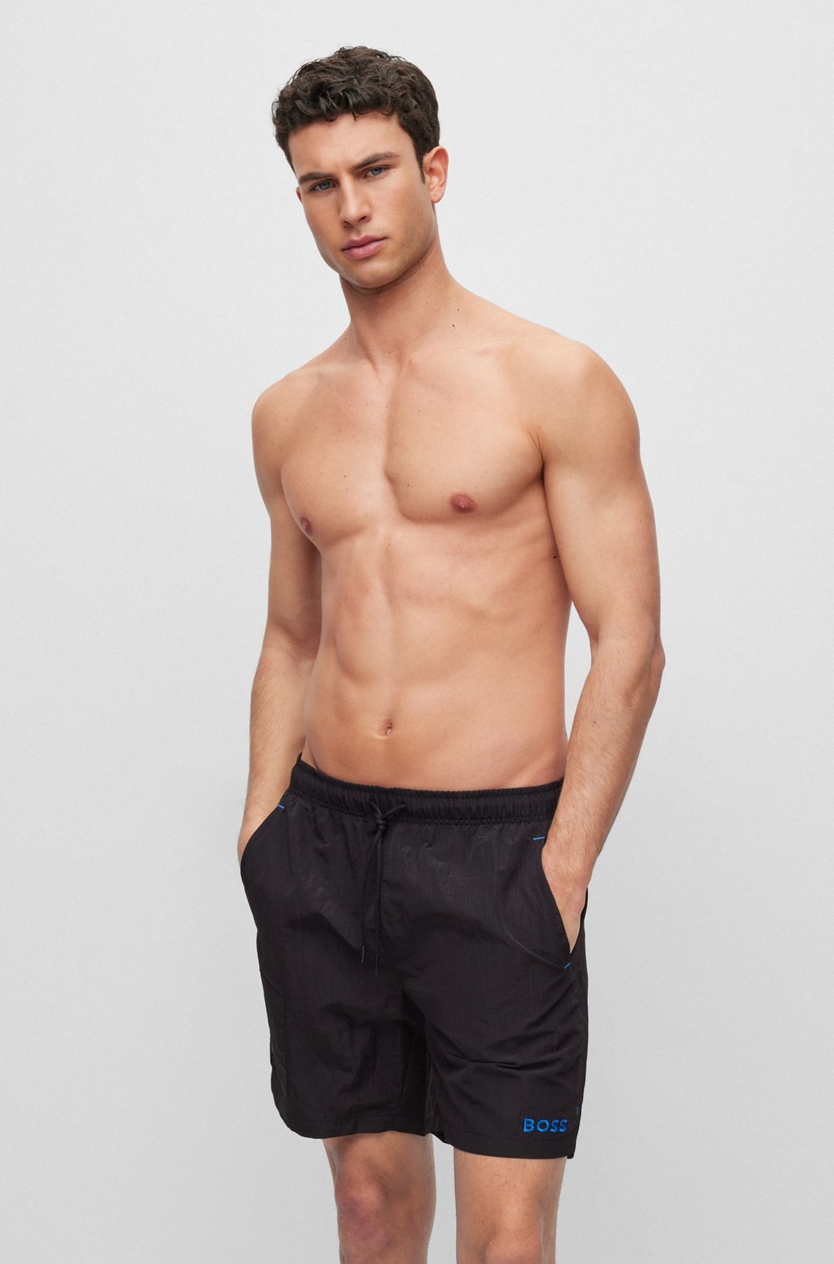 SWIM SHORTS IN QUICK-DRYING FABRIC WITH EMBROIDERED LOGO - 2