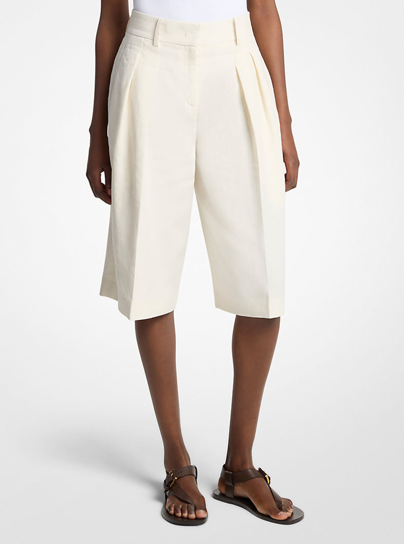 Pleated Linen Trouser Shorts 1