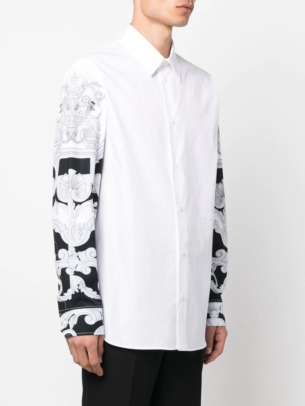 Silver Baroque printed-sleeve shirt - 3