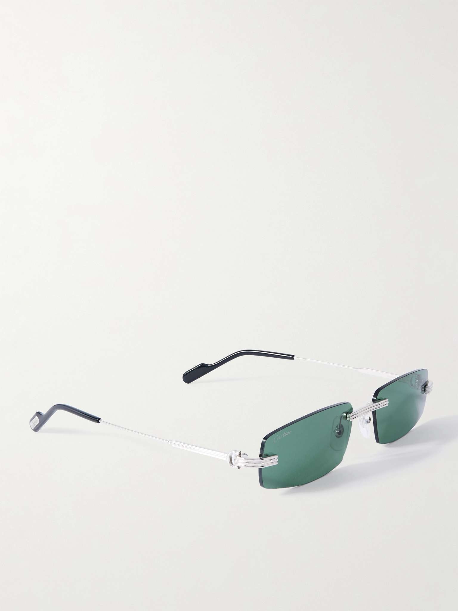 Rimless Rectangular-Frame Silver-Tone Sunglasses - 3