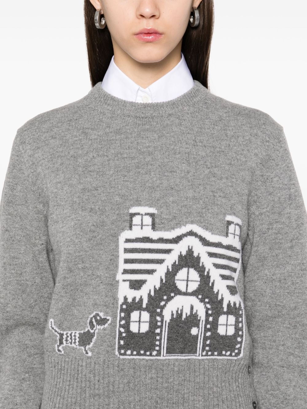 holiday scenery merino wool sweater - 5