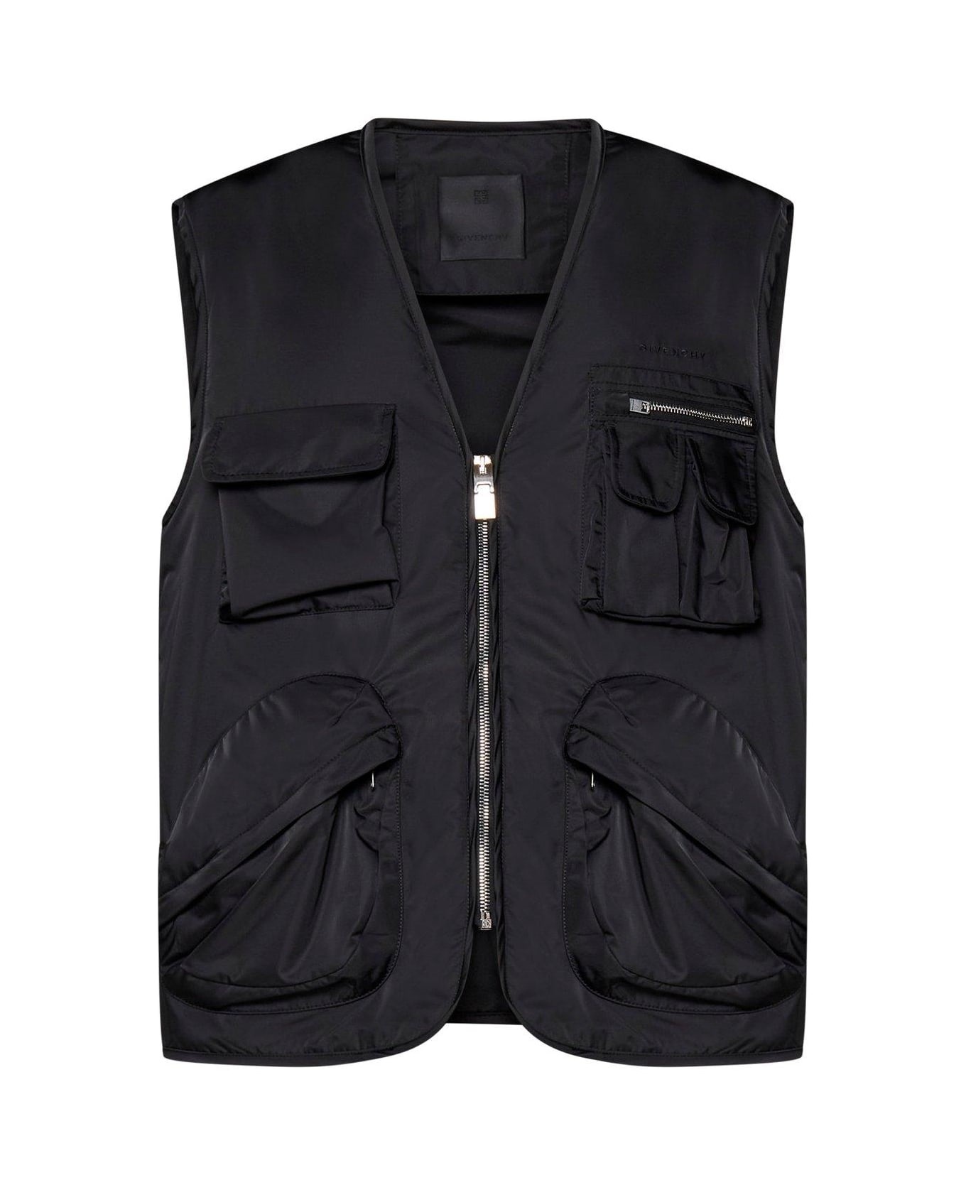 Zip-up Logo Embroidered Vest - 1