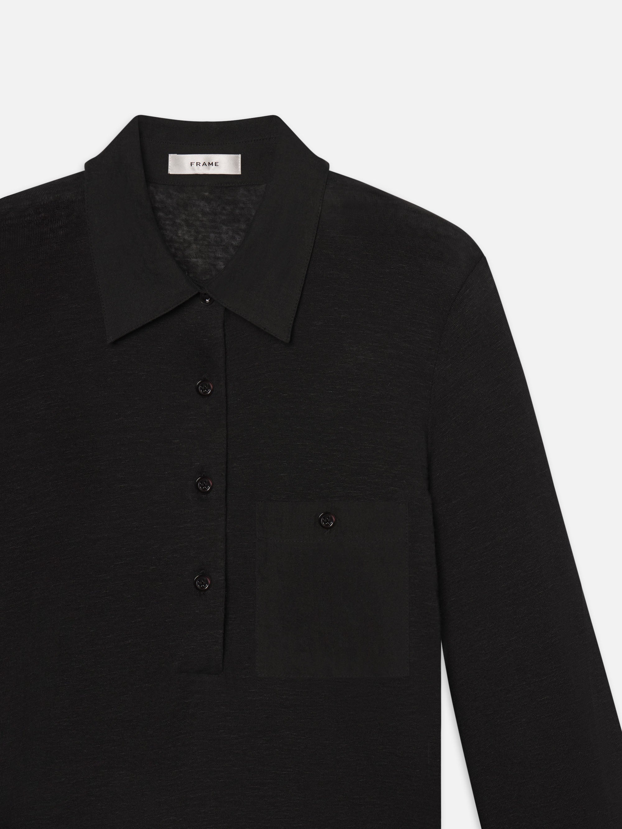 The Long Sleeve Caddy Polo in Black - 3
