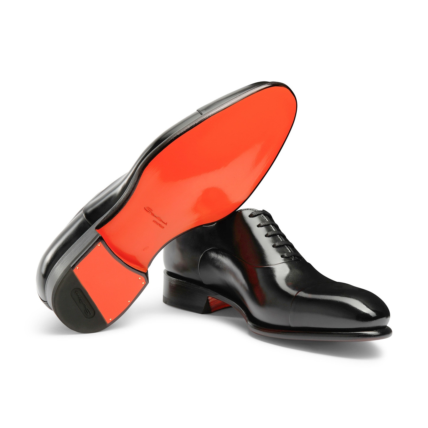 Men's polished black leather Oxford shoe - 5