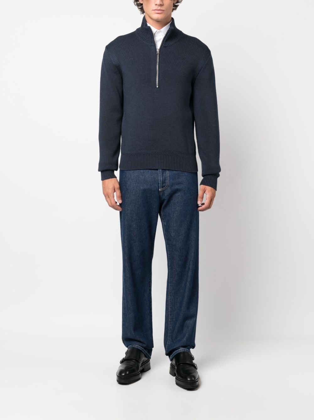 half-zip wool-silk jumper - 2