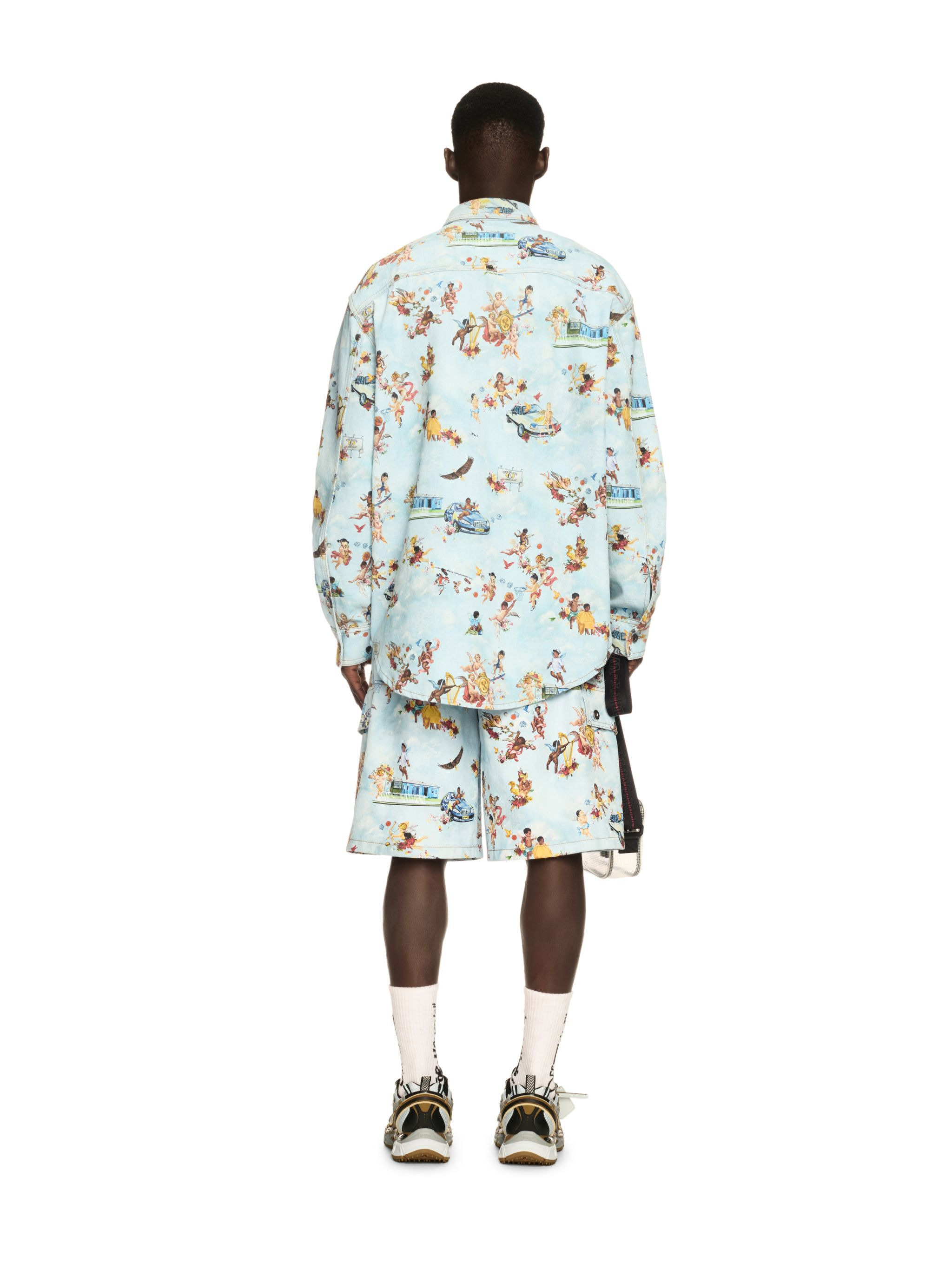 Light Blue/multicolor Fresco Military Shirt - 4