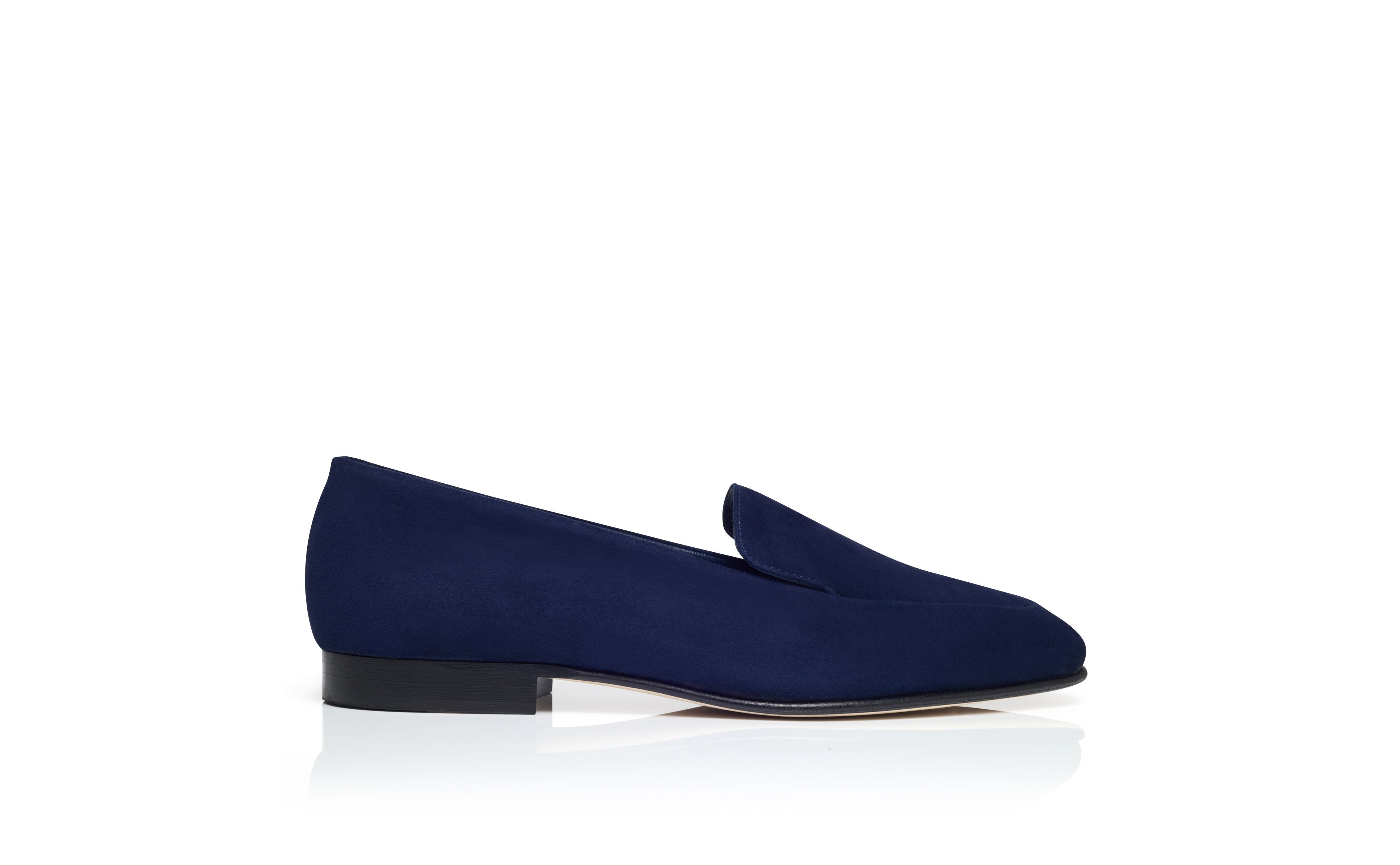 Navy Blue Suede Loafers - 1