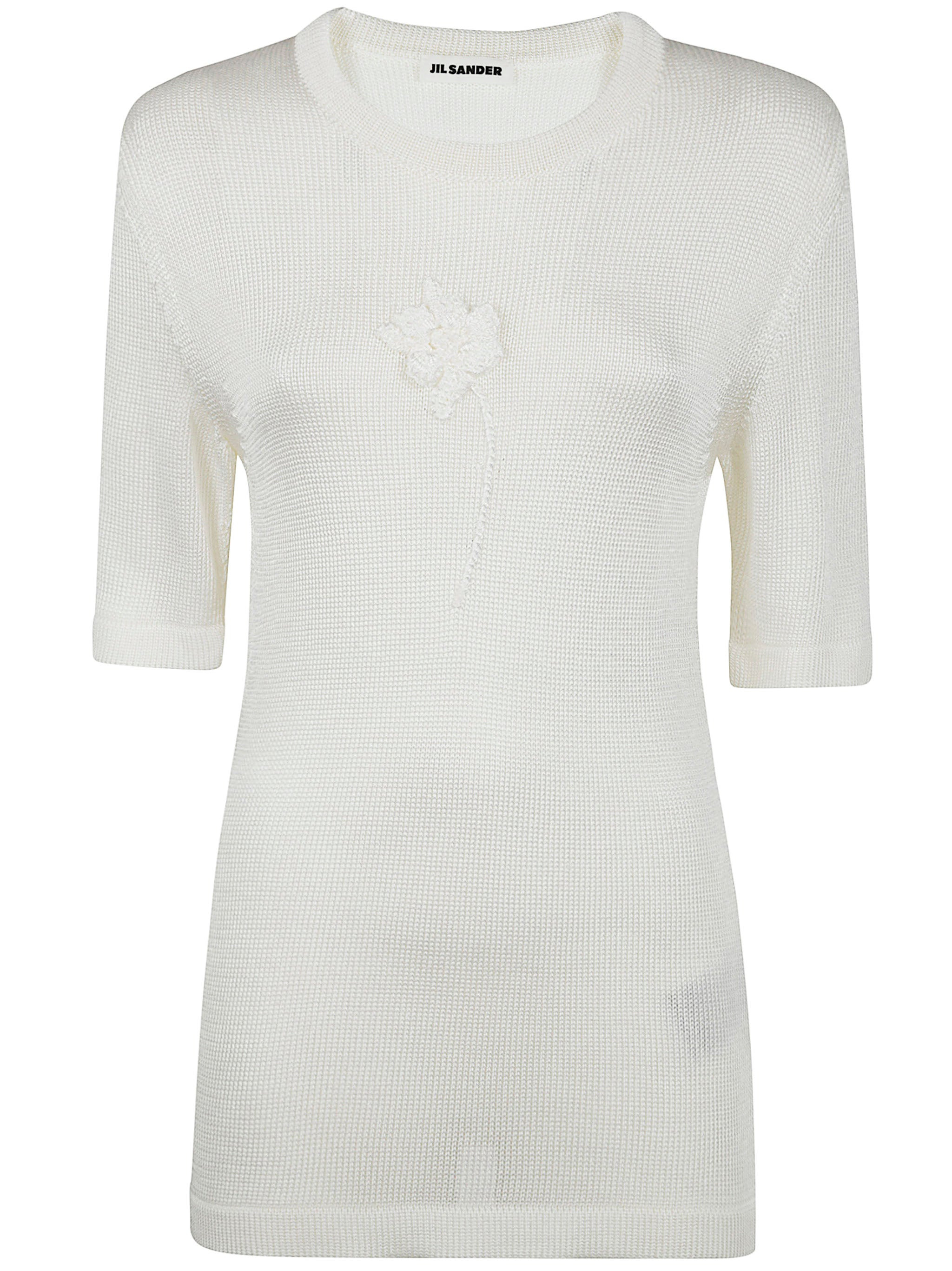 Jil Sander Women Ss Cn T-Shirt W/ Flower Crochet - 6