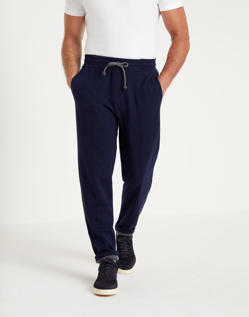 Cashmere double French terry trousers with Crête detail - 1