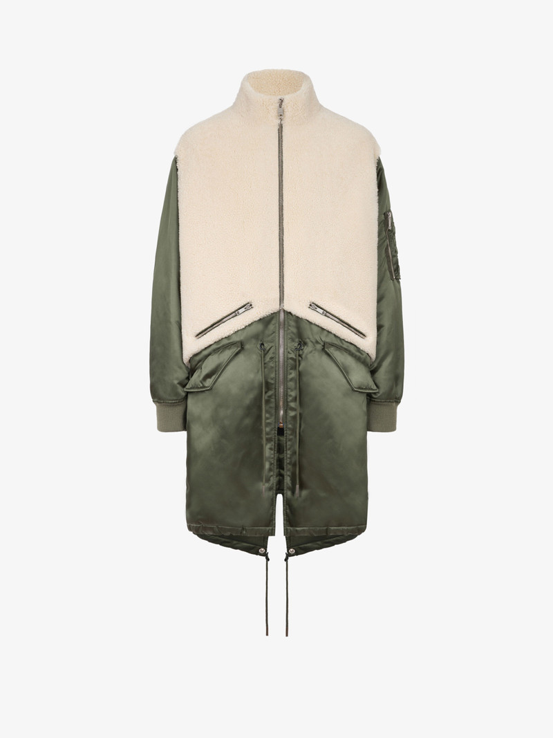 Military parka in sheep lining and nylon 1