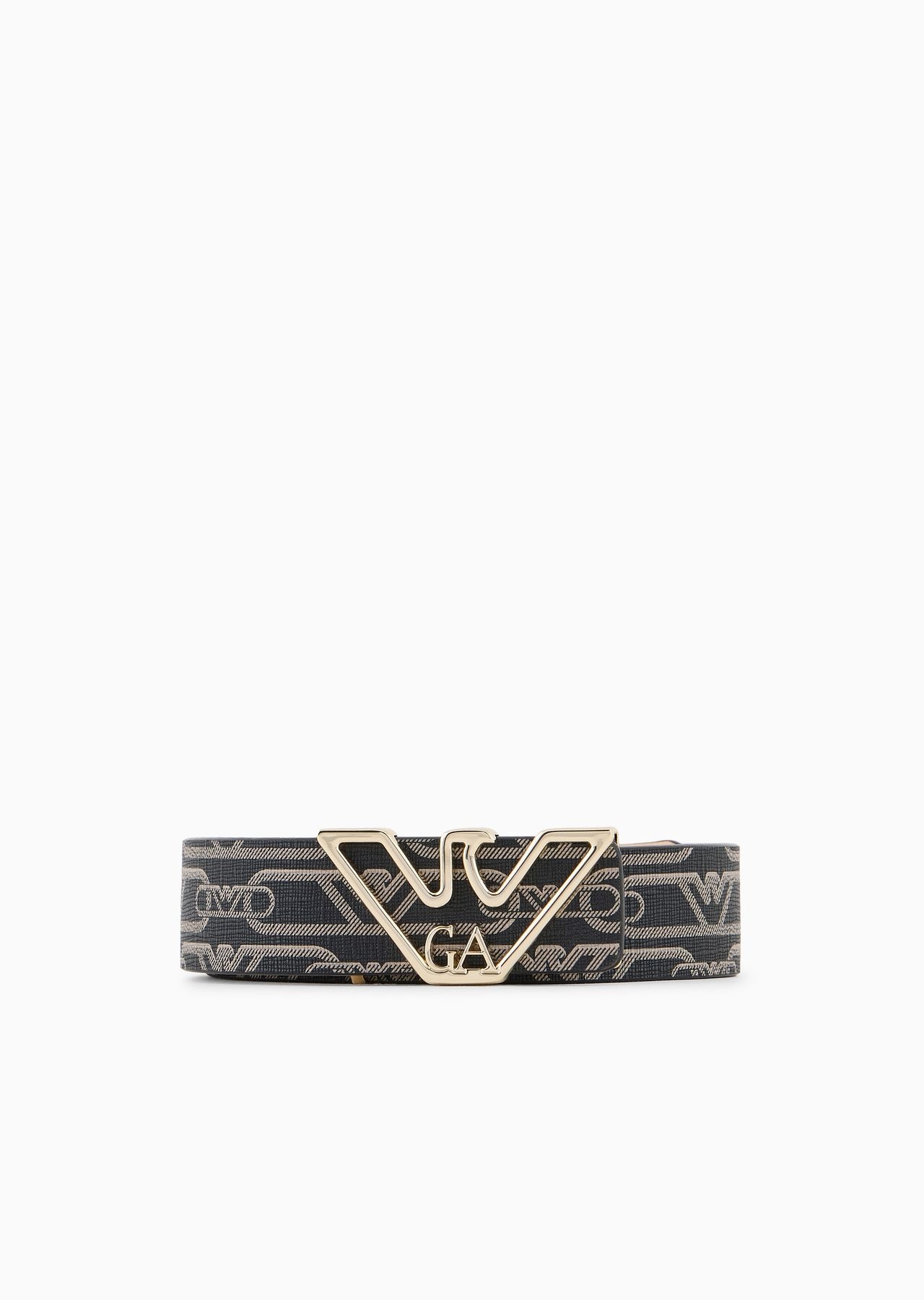 Monogram-print belt with eagle plate - 1