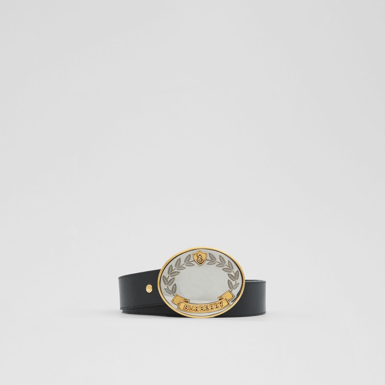 Oak Leaf Crest Leather Belt - 3