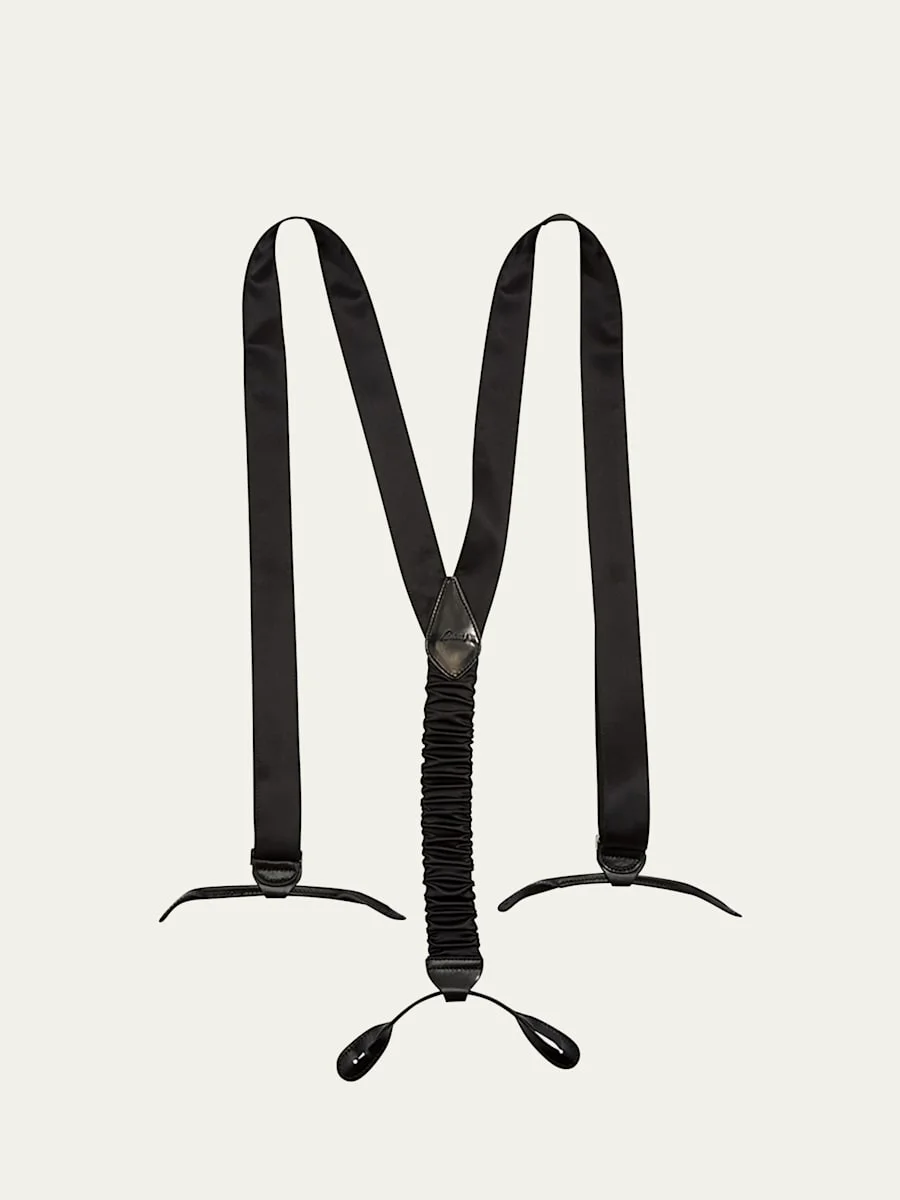 Men's Leather-Trim Satin Braces - 1