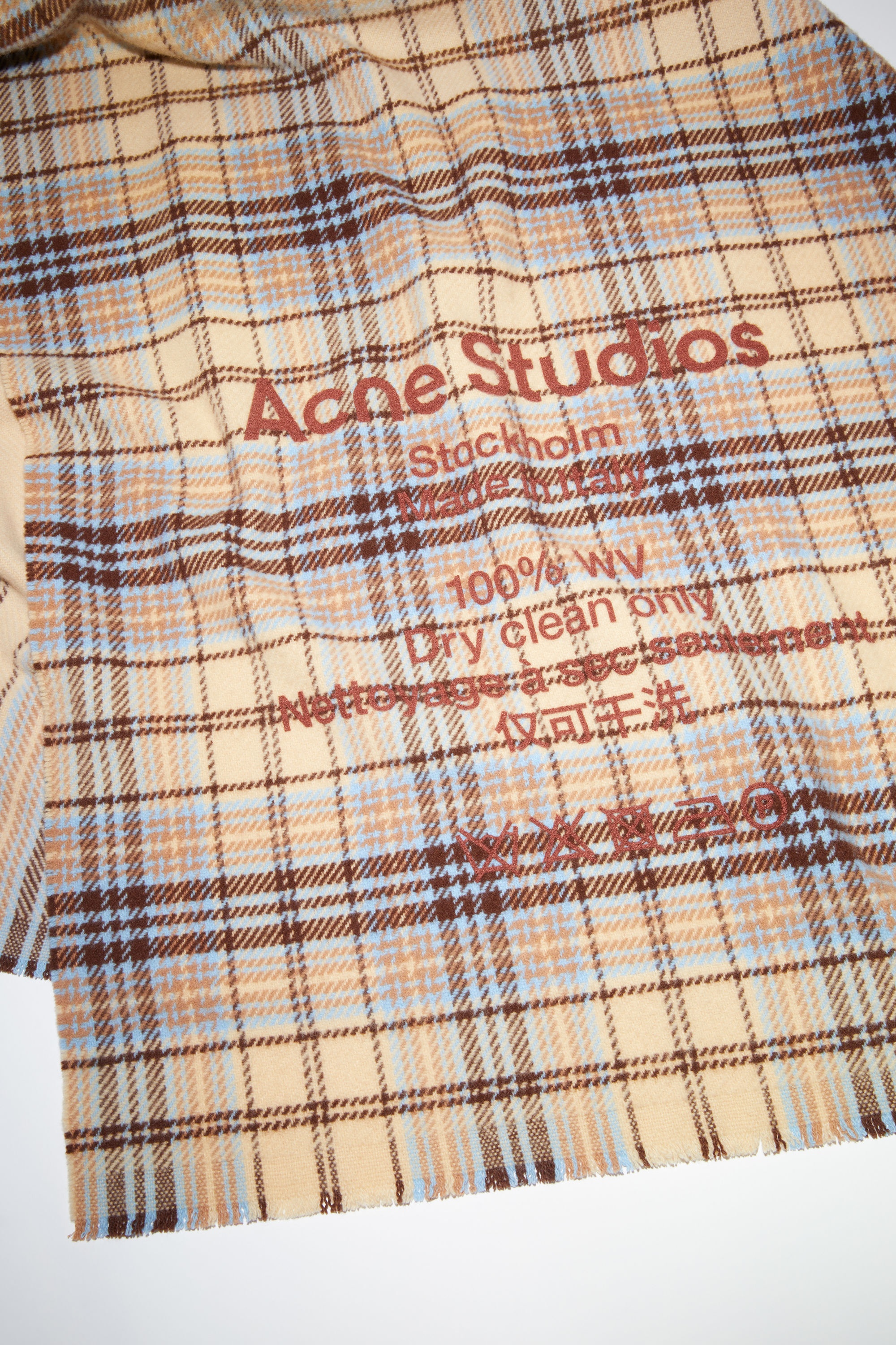 Checked wool scarf - Oat beige/brown - 4