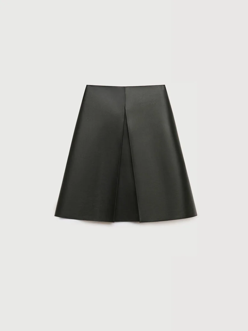 BLACK NAPPA LEATHER SKIRT WITH PLEAT - 1