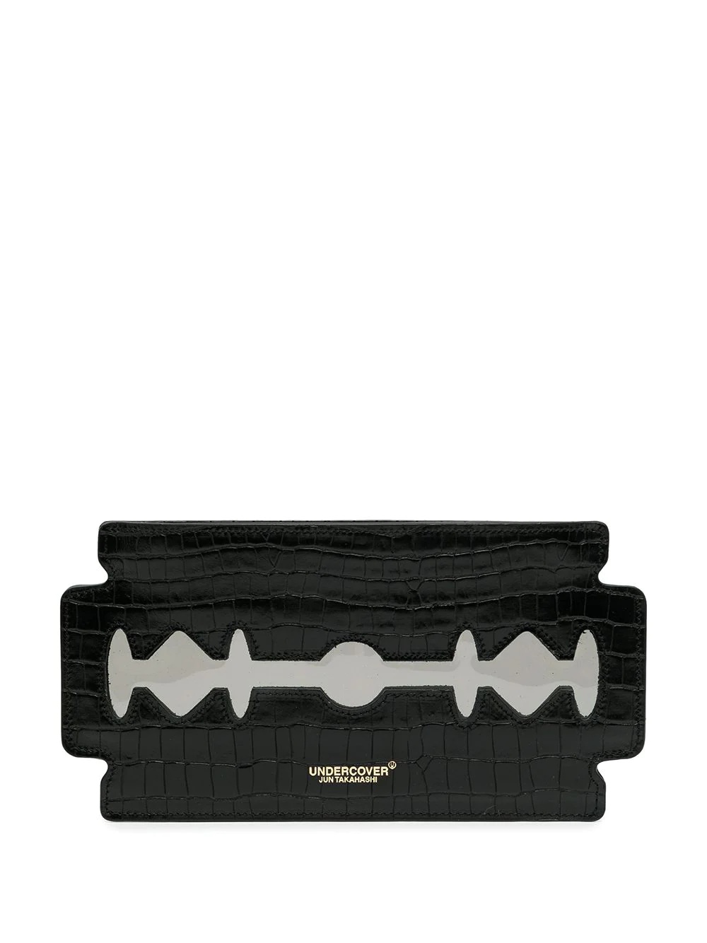 Blade crocodile-effect clutch bag - 1