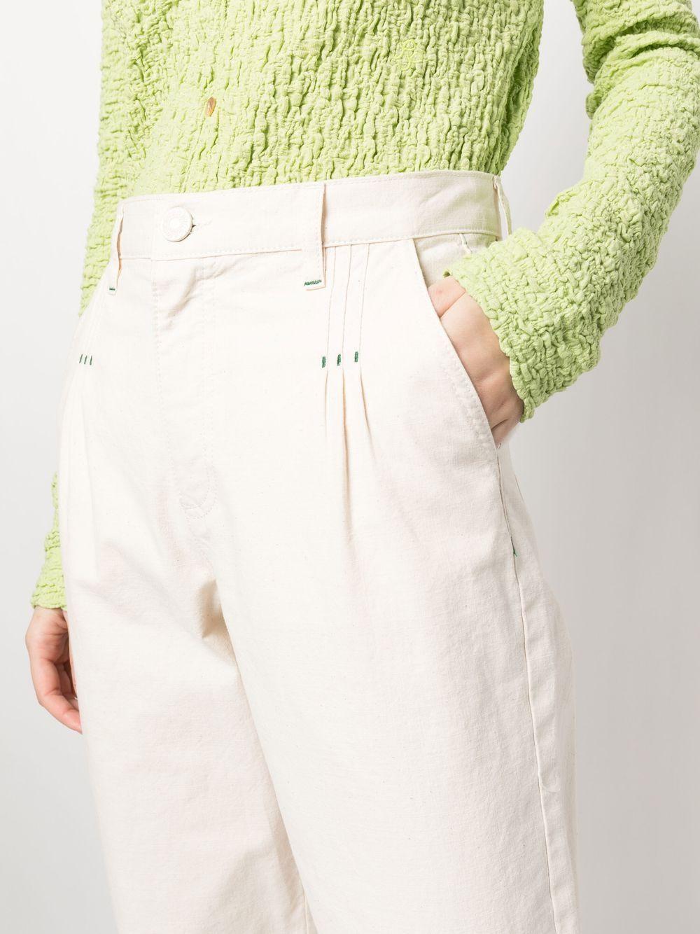 pintuck-detail tapered jeans - 5