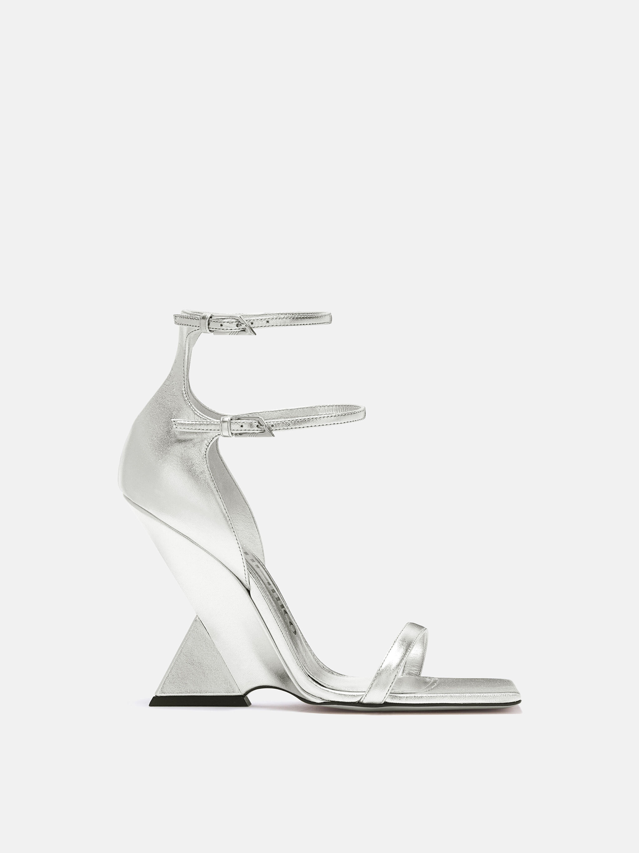 ''GRACE'' SILVER ANKLE STRAP SANDAL - 1