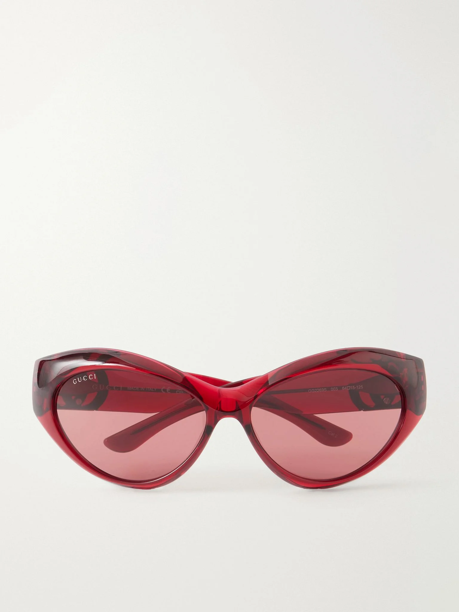 Double G-detailed cat-eye recycled-acetate sunglasses Red - 1
