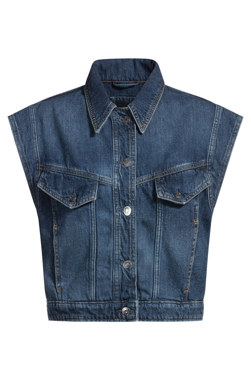BOXY SLEEVELESS JACKET IN INDIGO DENIM 1