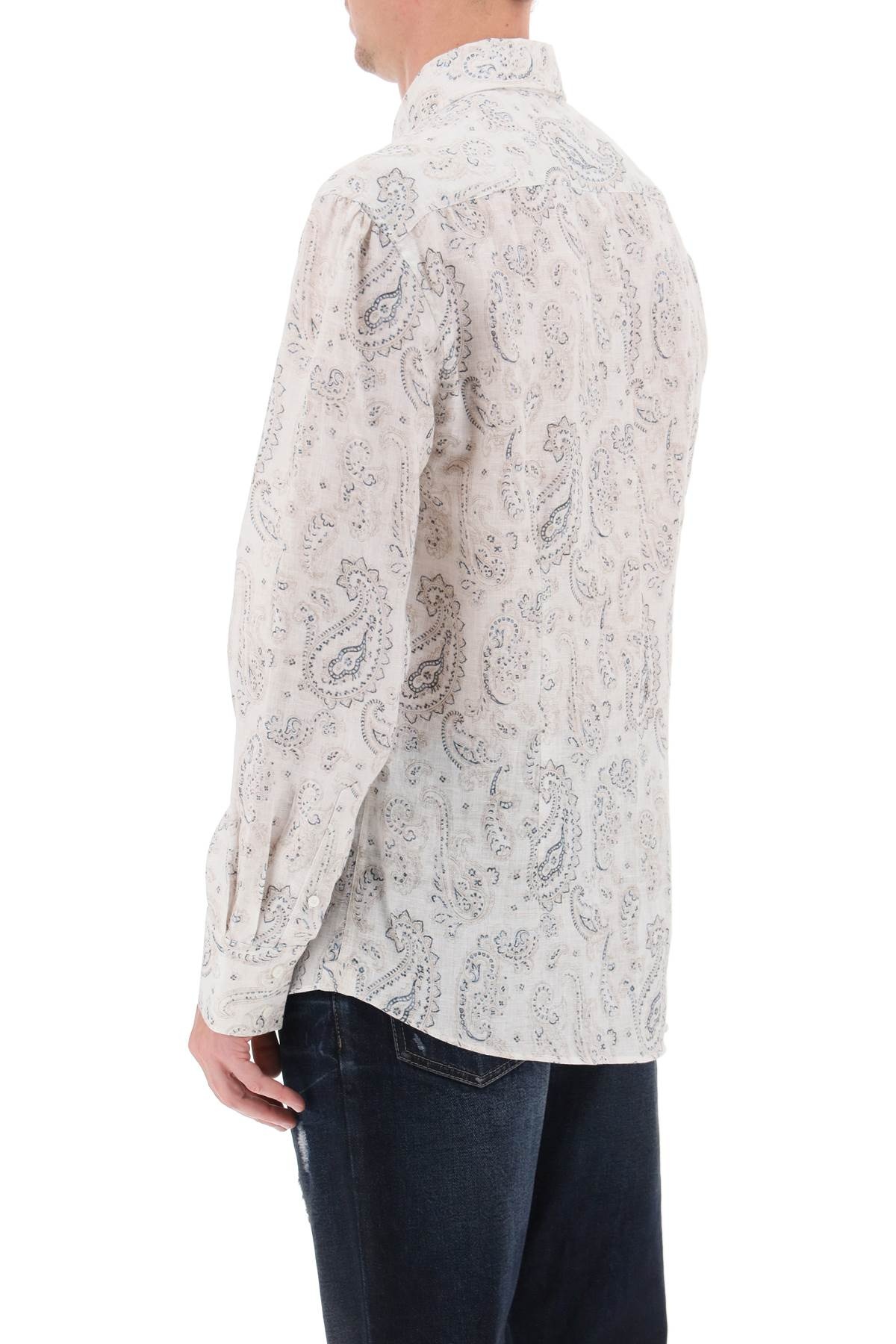 Linen Shirt With Paisley Pattern - 3