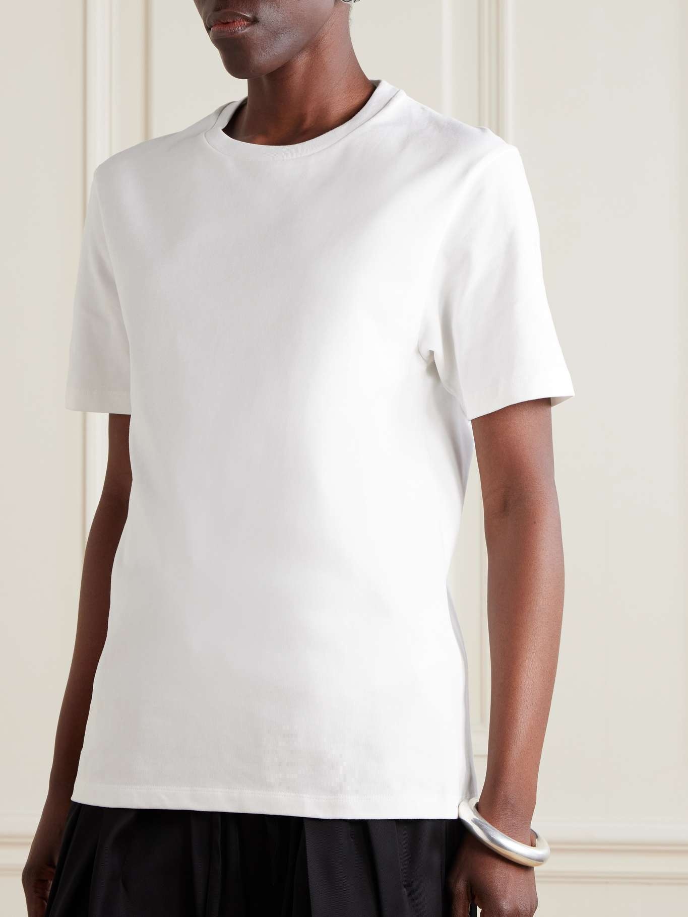 Appliquéd cotton-jersey T-shirt White - 3