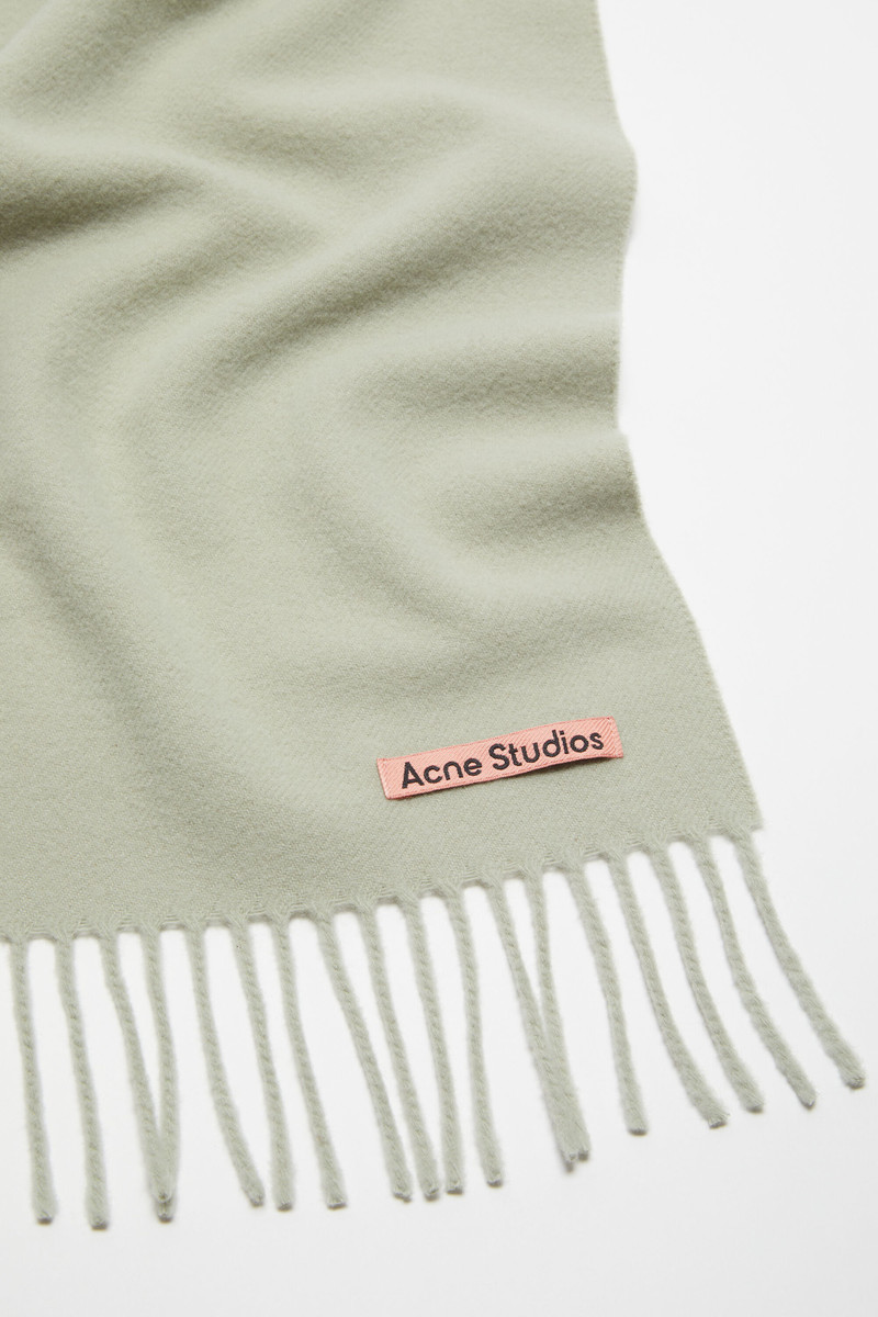 Fringe wool scarf - skinny - Light green 4