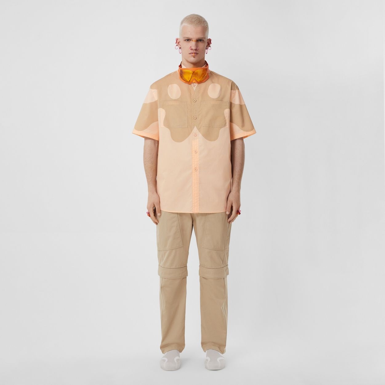 Short-sleeve Abstract Print Cotton Shirt - 2