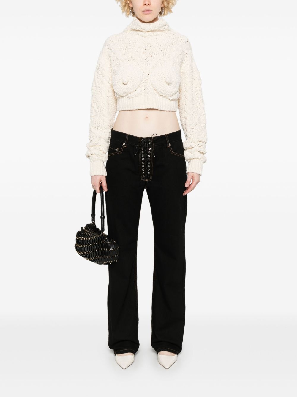 straight-leg lace-up jeans - 2