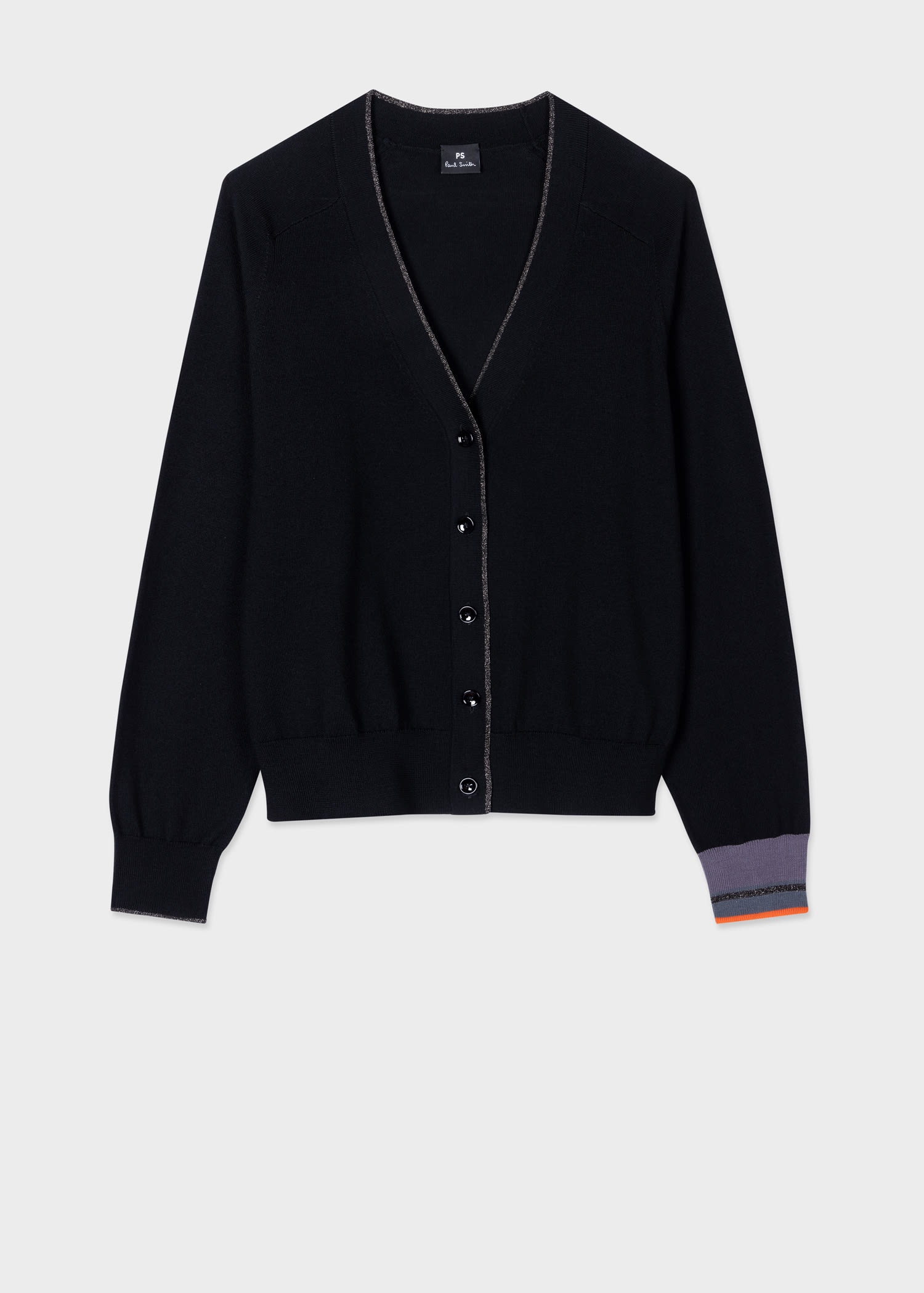 Wool Blend Contrast Cuff Cardigan - 1