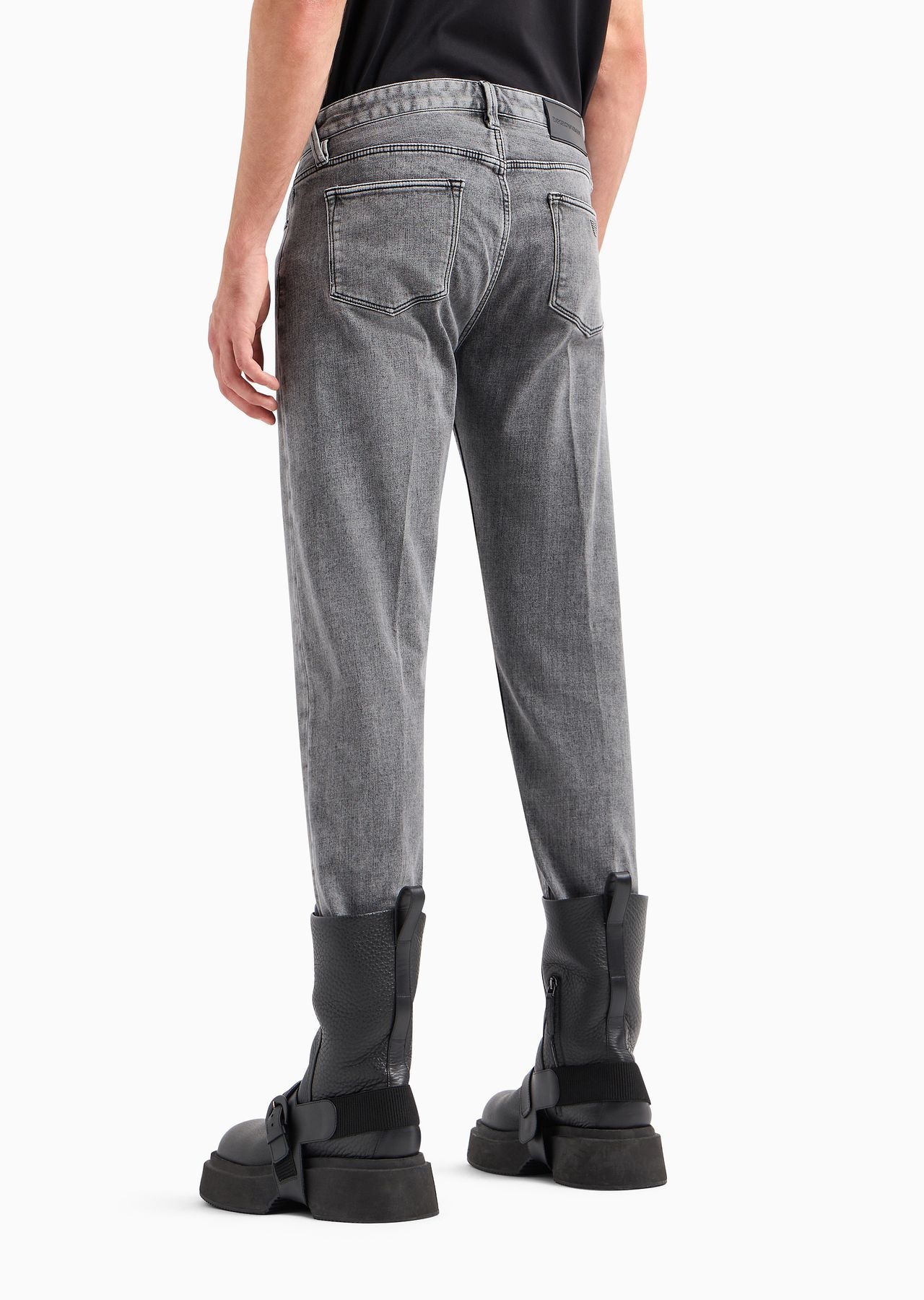 J75 slim-fit jeans in marble-wash, jersey fleece-feel stretch denim - 5