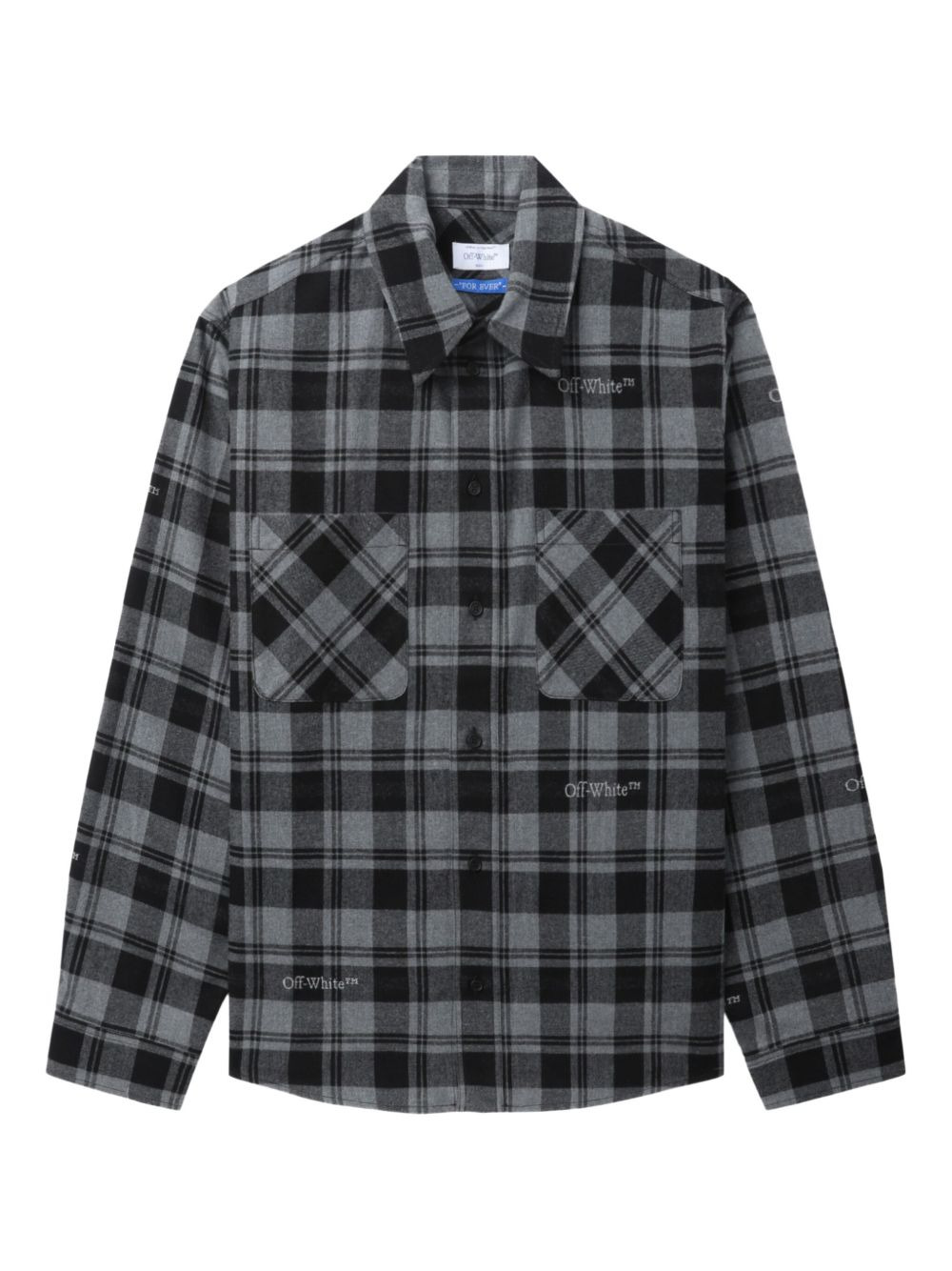 logo-embroidered checked cotton shirt - 1