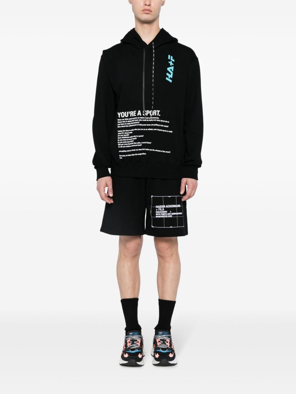 text-print cotton hoodie - 2