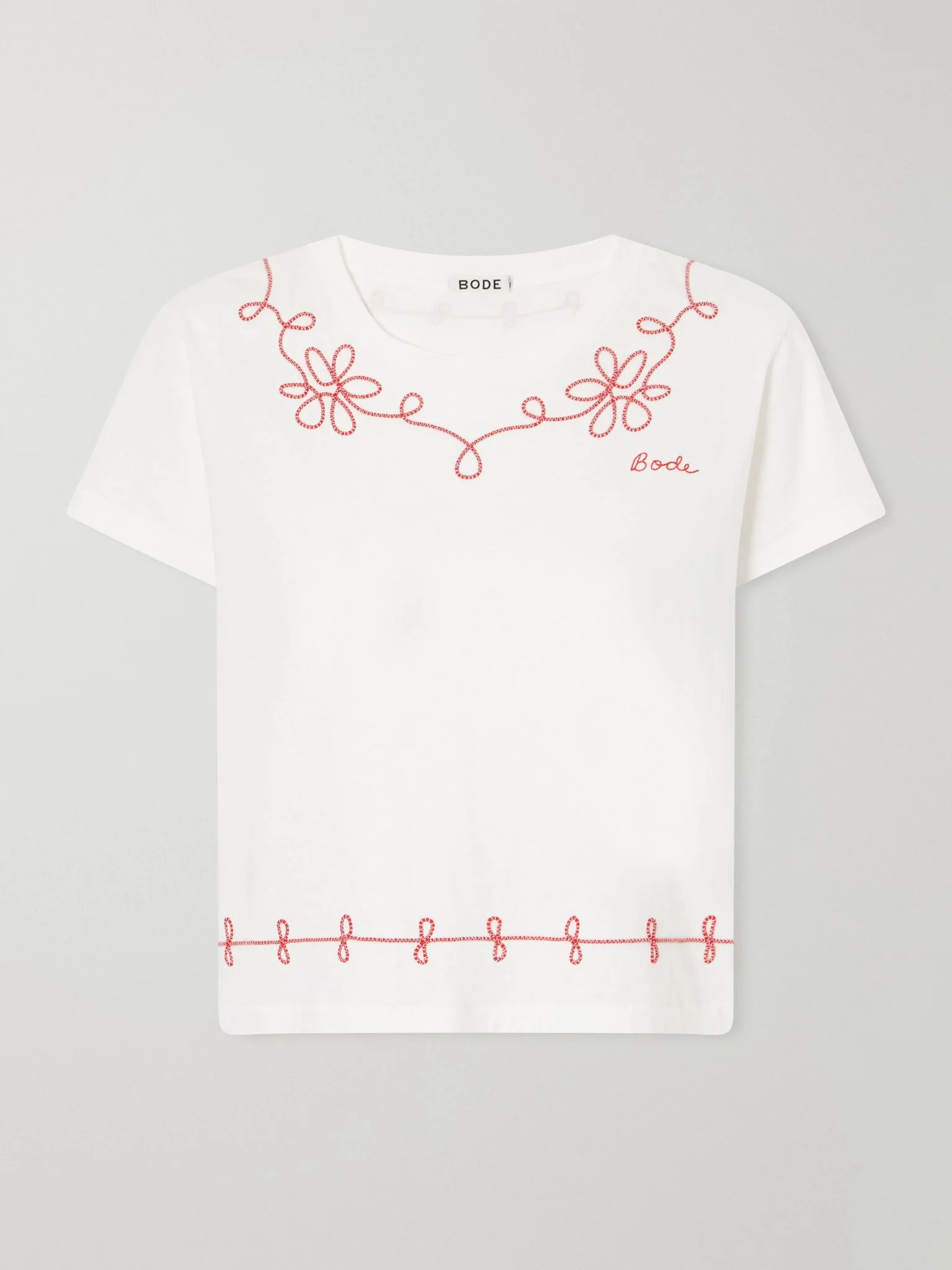 Lasso embroidered cotton-jersey T-shirt White - 1