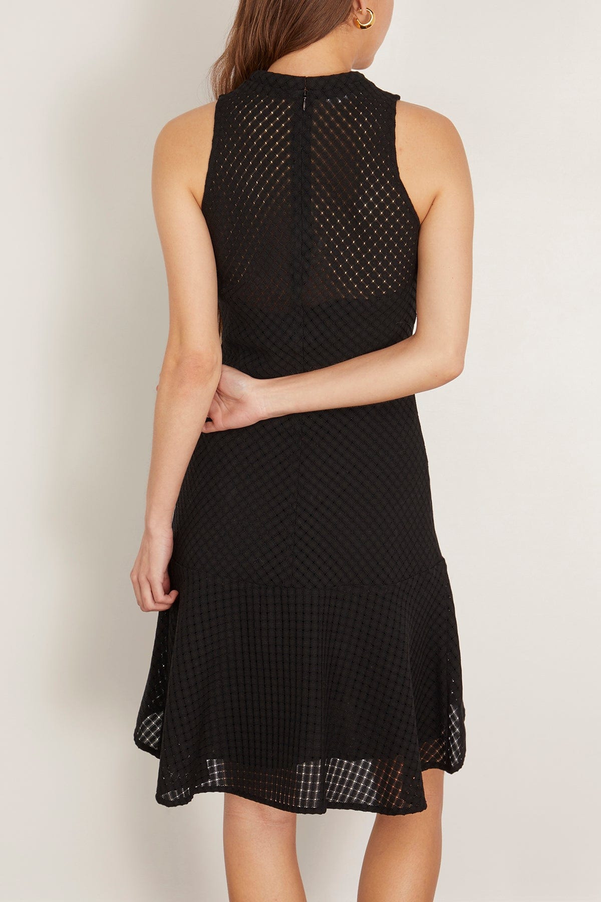 Shield Organic Cotton Check Mini Dress in Black - 5