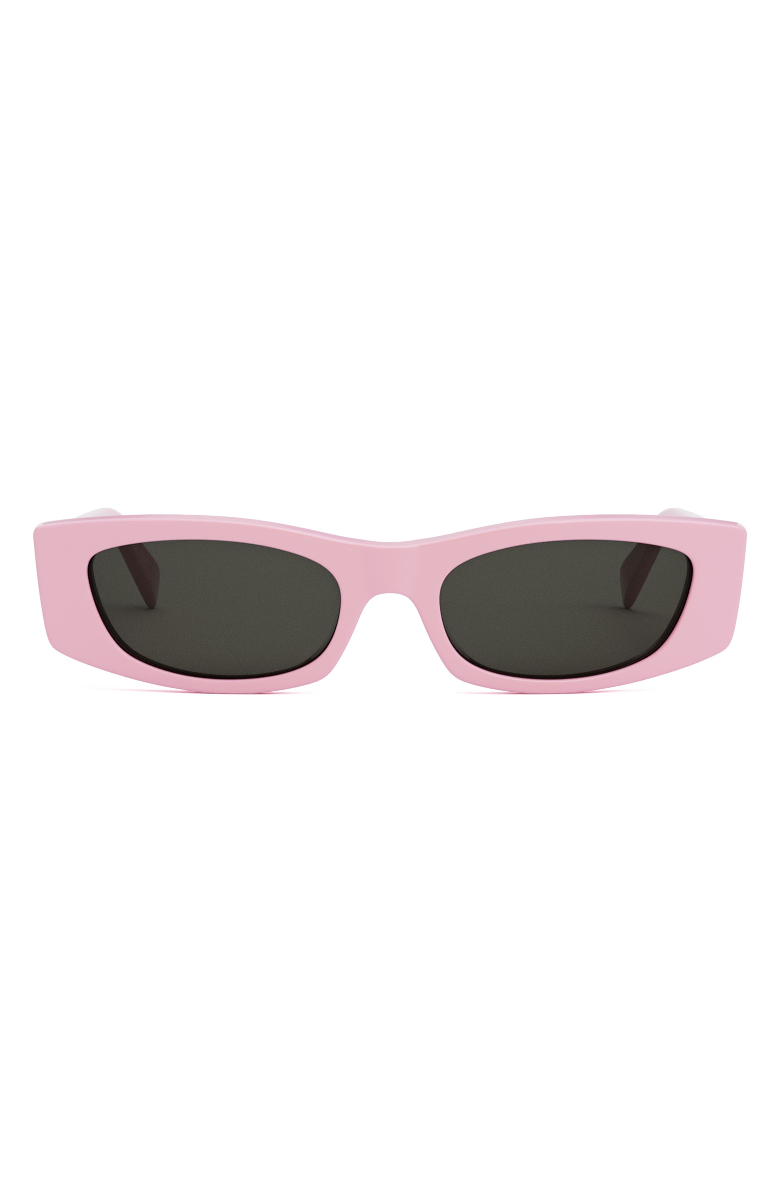 CELINE Bold 3 Dots 55mm Rectangular Sunglasses in Shiny Pink /Smoke at Nordstrom - 1