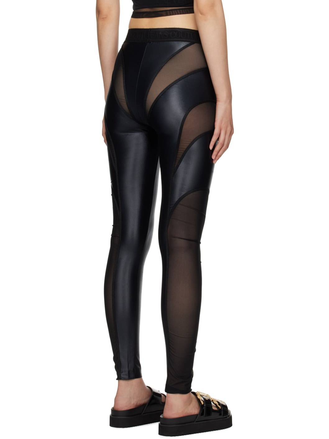 Black Cutout Tape Leggings - 3