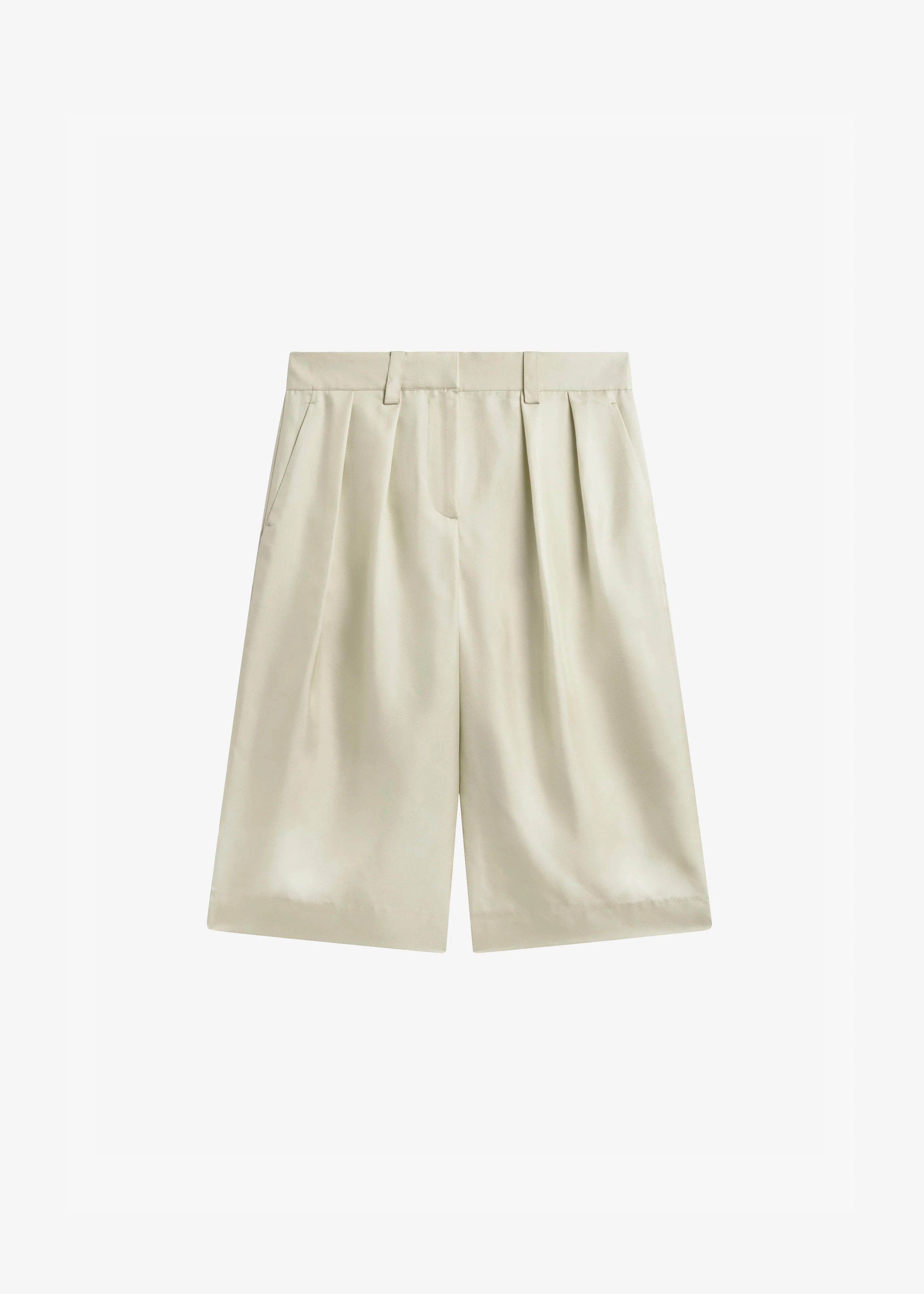 Marfa Cotton Pleated Bermuda - Light Beige - 1