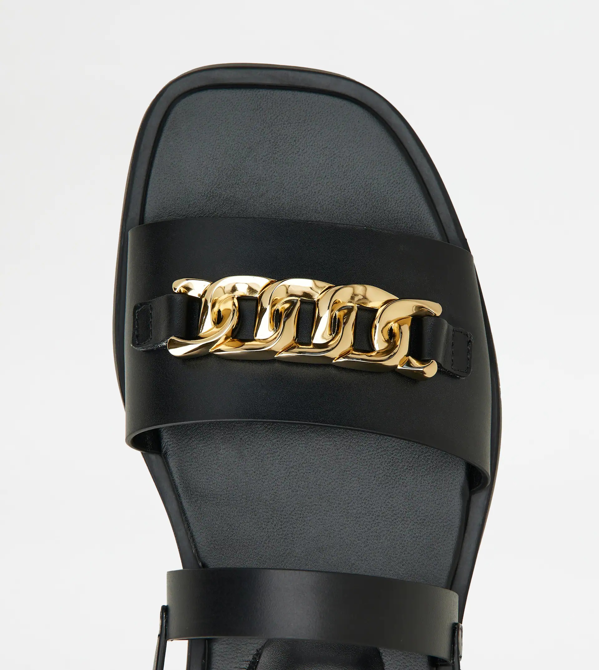 SANDALS IN LEATHER - BLACK - 3