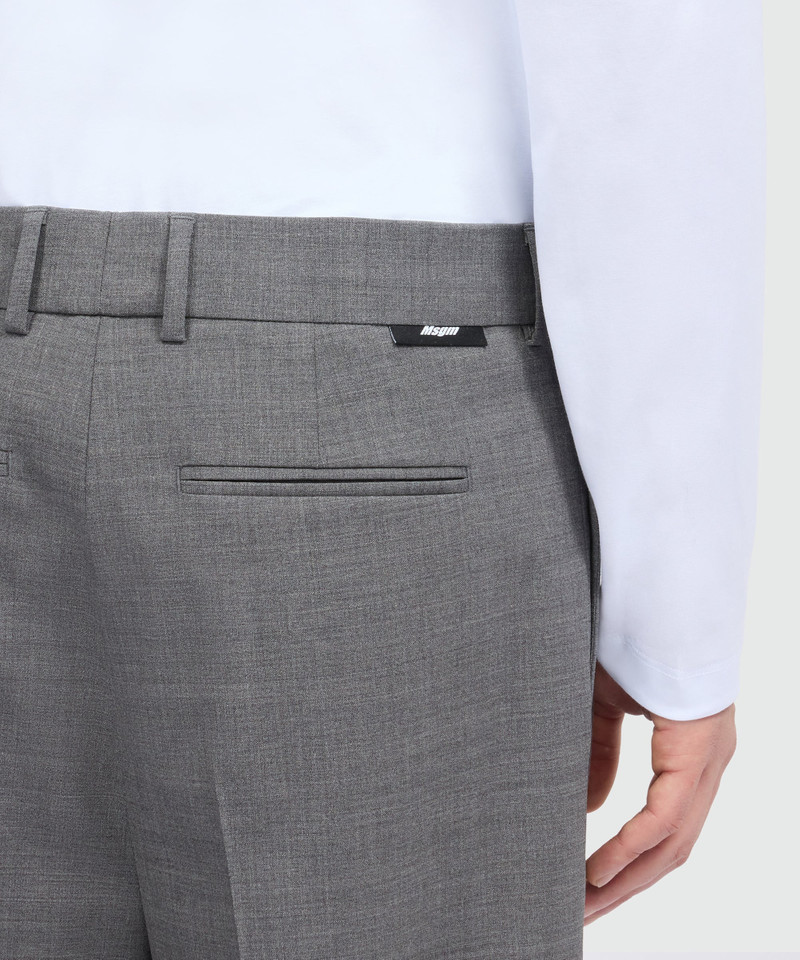 Grey melange wide-leg wool trousers with pressed crease 5