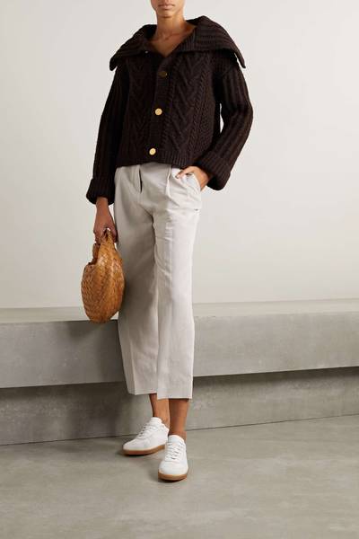 Loro Piana Wybie cropped pleated wool-blend twill wide-leg pants outlook