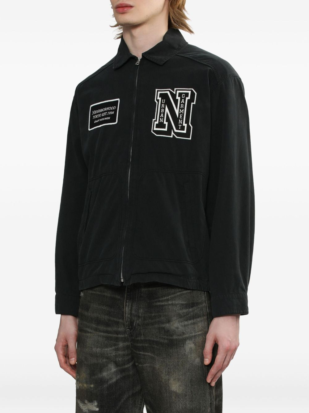 logo-patch zip-fastening jacket - 3