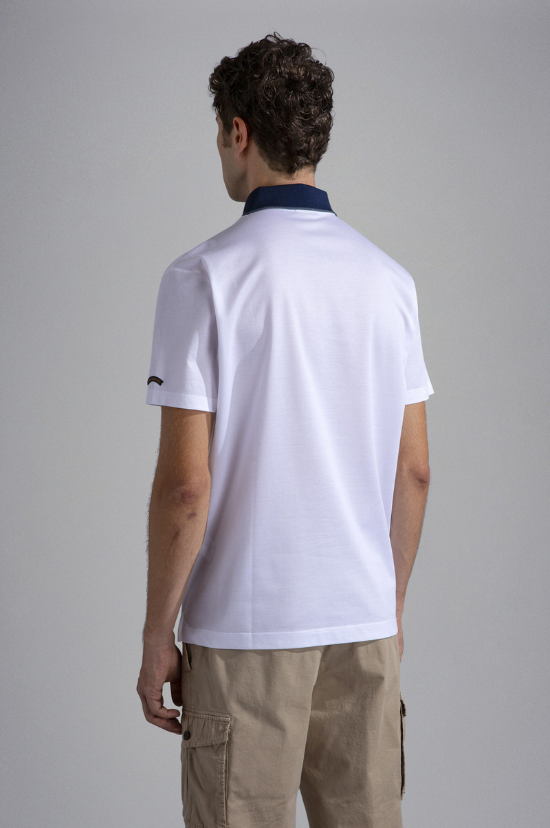 COTTON PIQUE POLO SHIRT WITH OVERSIZE TRICOLOUR DETAILS 3