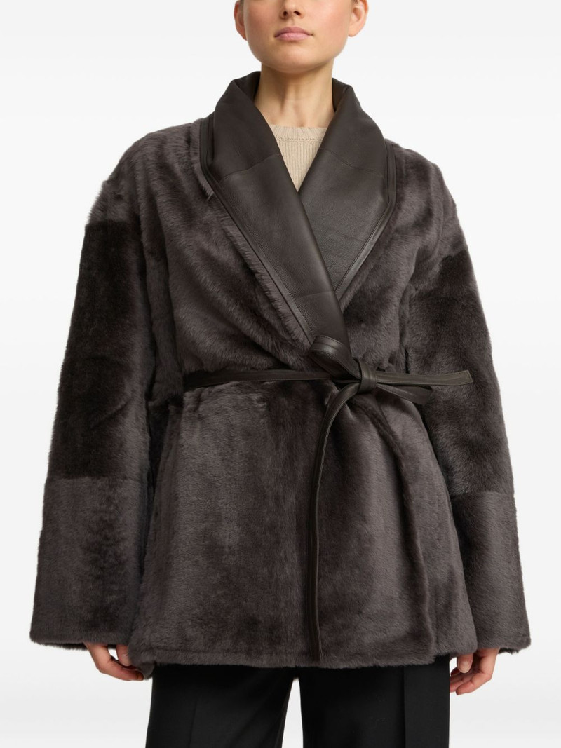 leather-trimmed shearling jacket 3