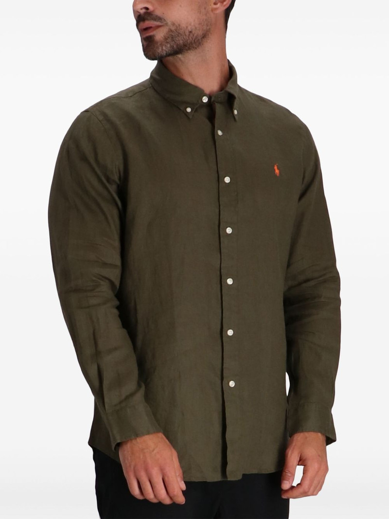 logo-embroidered linen shirt 3