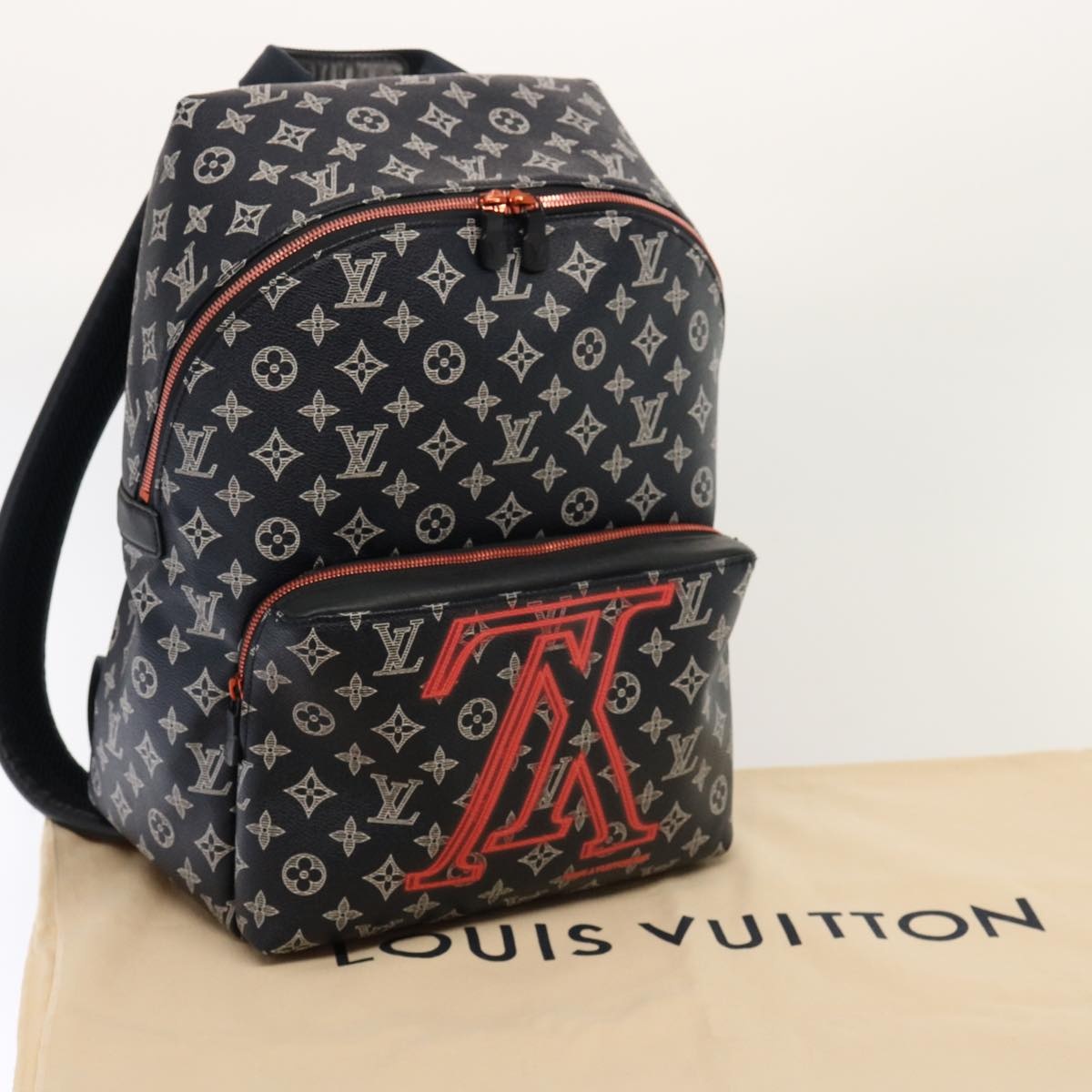 LOUIS VUITTON Monogram Ink Apollo Backpack Navy Red White M43676 - 12