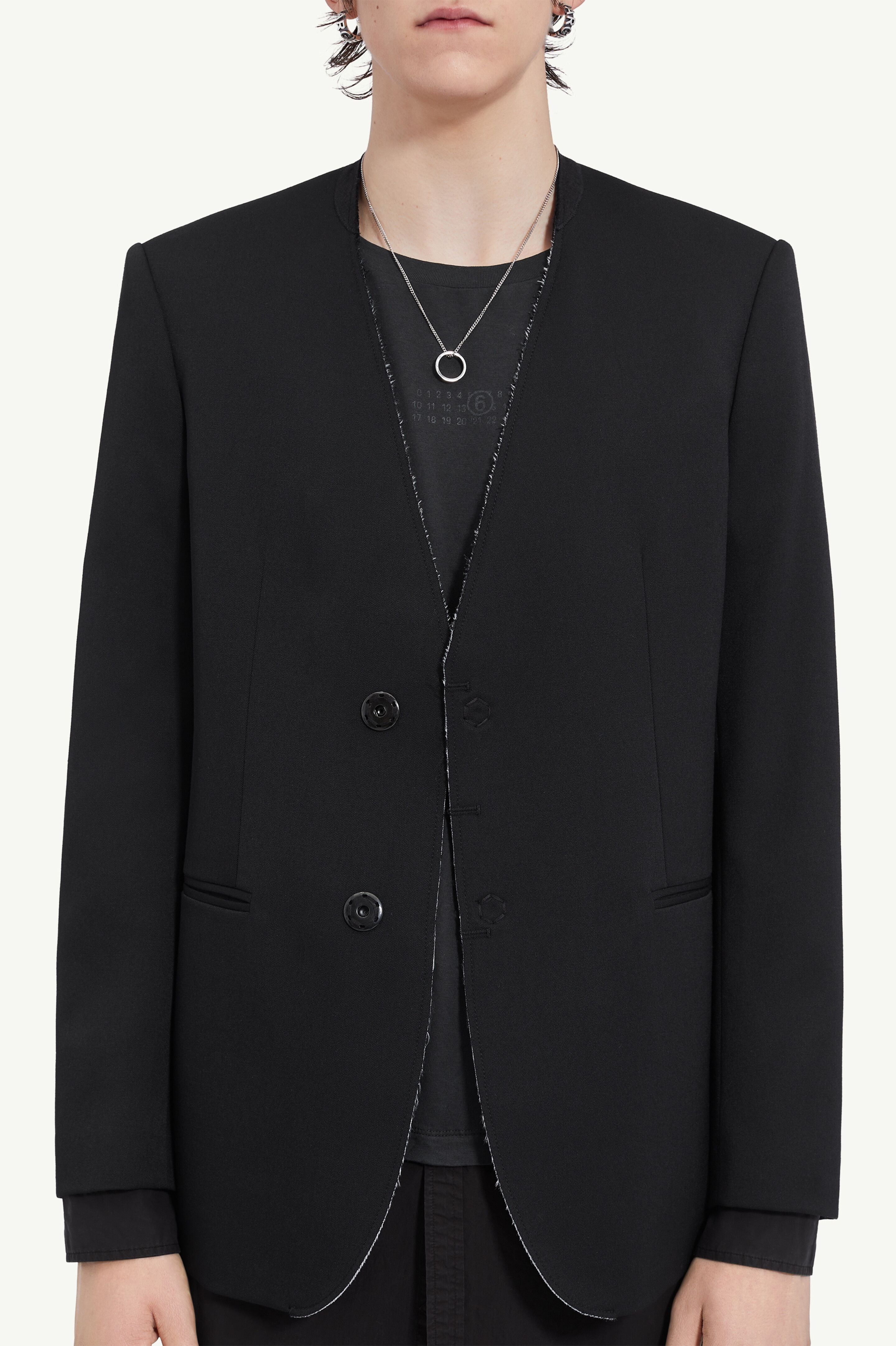 MM6 Maison Margiela Collarless suit jacket | REVERSIBLE