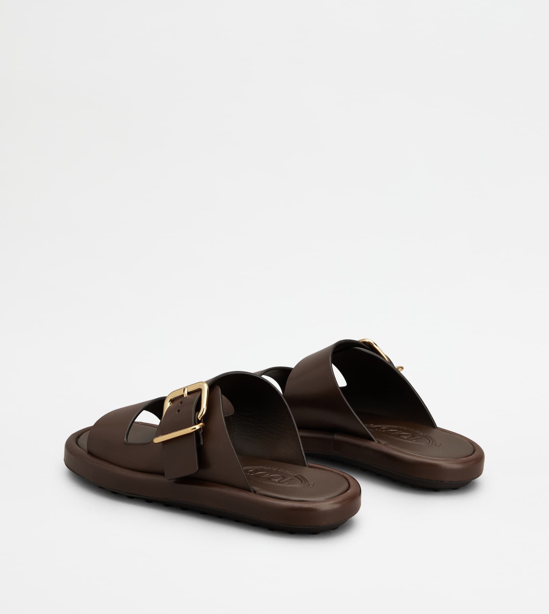 SANDALS IN LEATHER - BROWN - 3